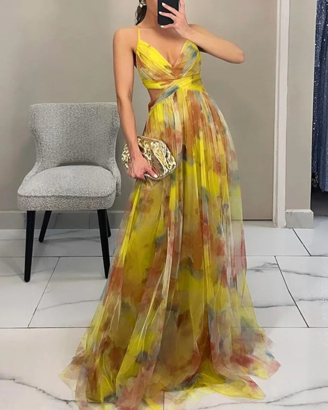 Gisela | Vestido estampado floral largo